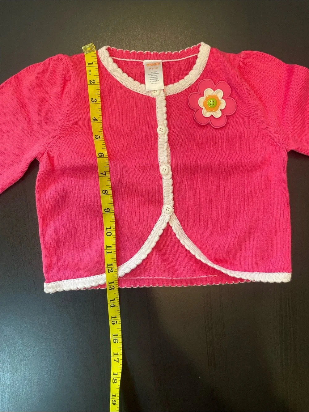 Gymboree Bright Pink Knit Cardigan with Flower Applique